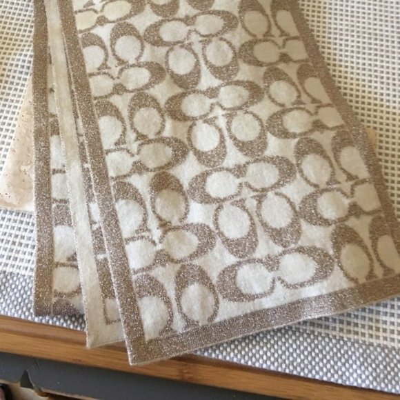 Coach Accessories - COACH LUREX GOLD AND WINTER WHITE SCARF - 60x7